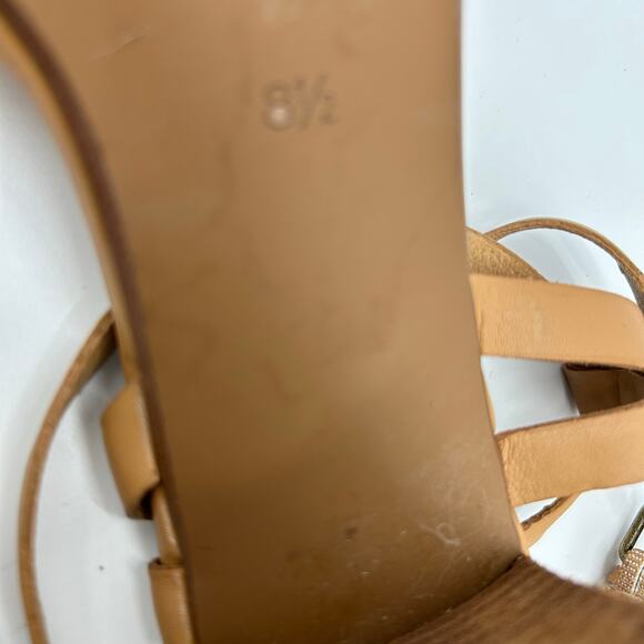 Madewell Loli Sandals 8.5 Tan Leather Ankle‑Strap Block Heel Strappy Amber Clay - Picture 14 of 15